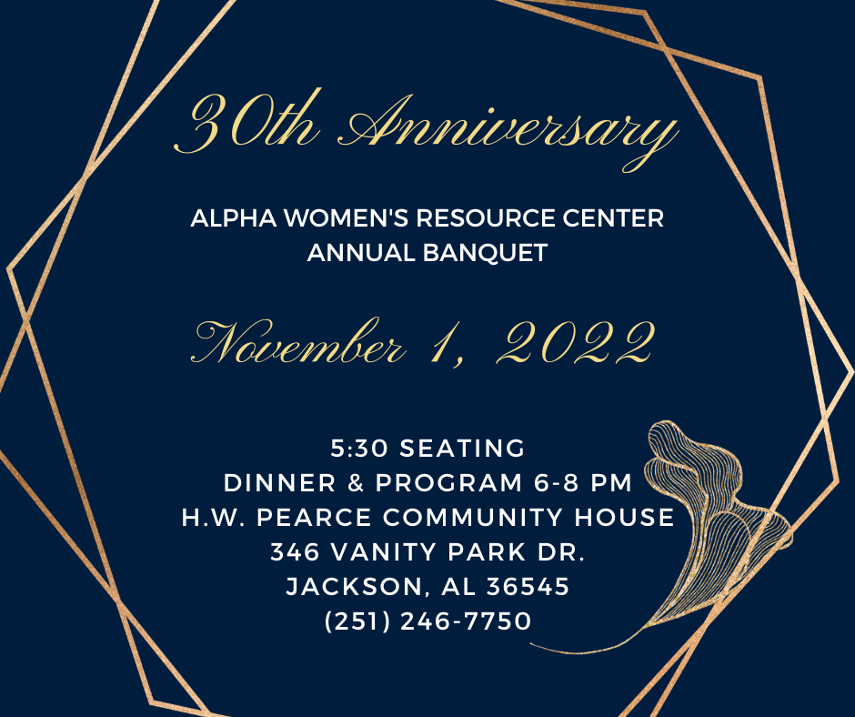 Alpha Women's Resource Center annual banquet invitation