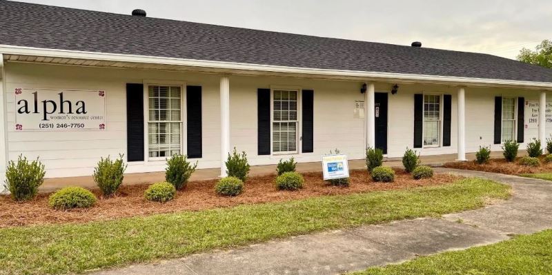 The Alpha Women's Resource Center building on Highway 43 in Jackson, Alabama
